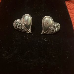 💝 Valentine’s Day gift!925 Sterling Silver Vintage 80s Marcasite heart earrings!